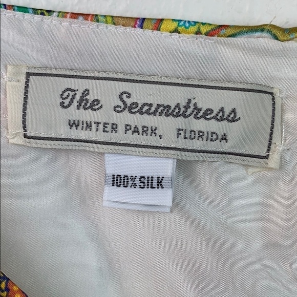 Winter Park boutique bespoke silk paisley fit & flare wedding, brunch dress EUC - Picture 7 of 8